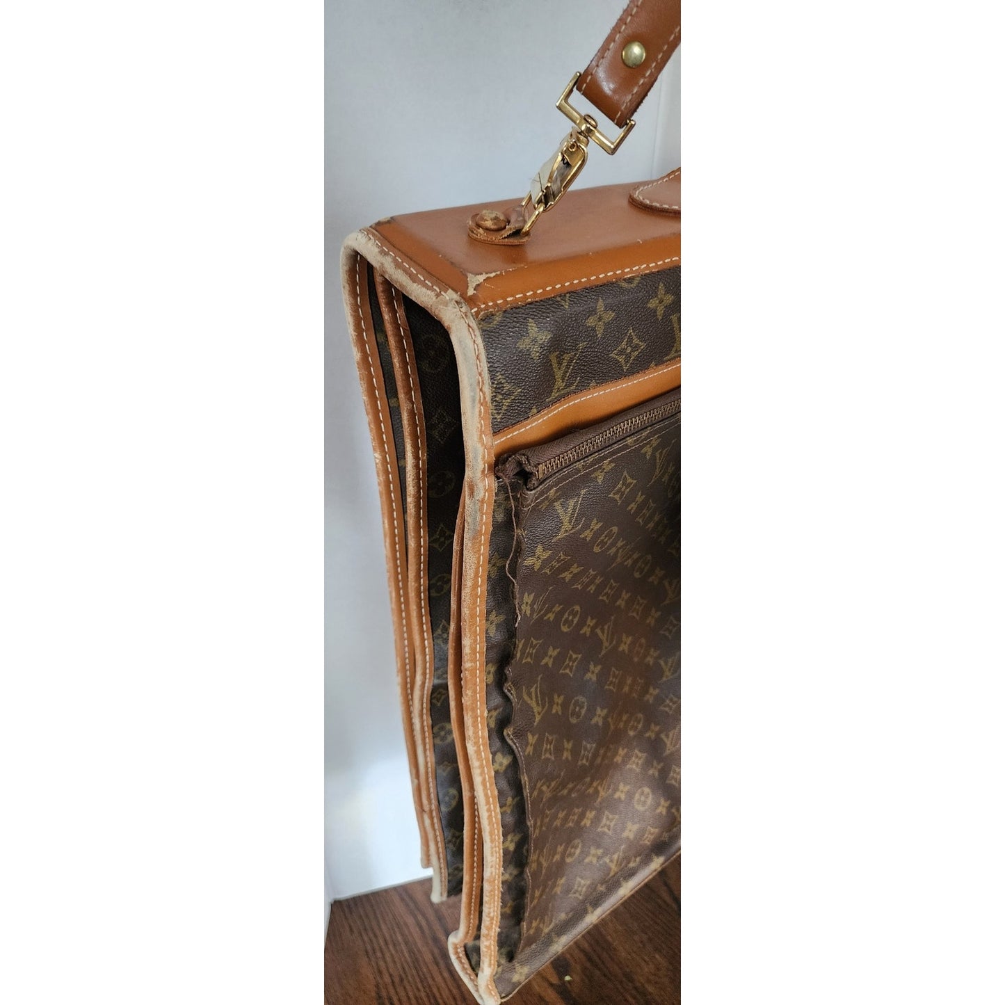 Vintage Louis Vuitton Leather Garment Bag Folding Luggage