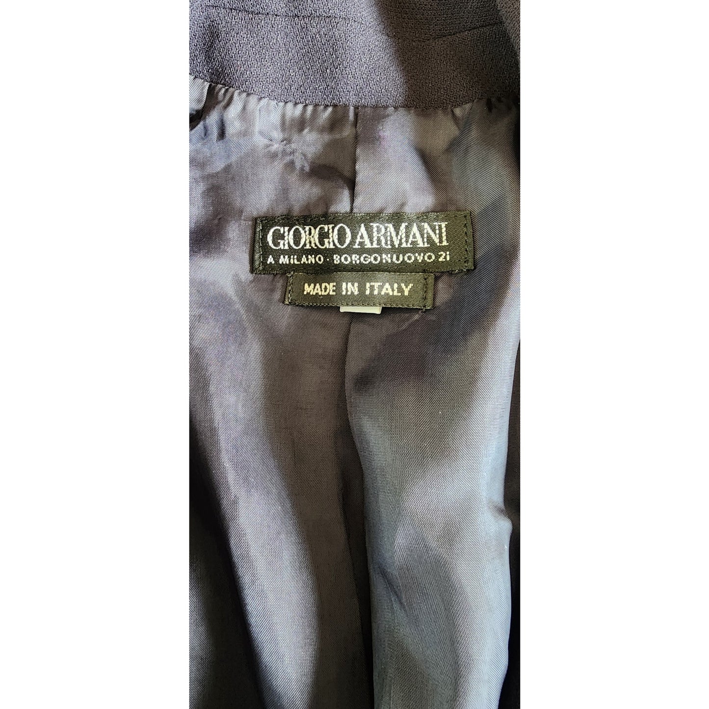 Vintage 90s Armani Skirt Suit Black or Dark Navy Blue Wool / S