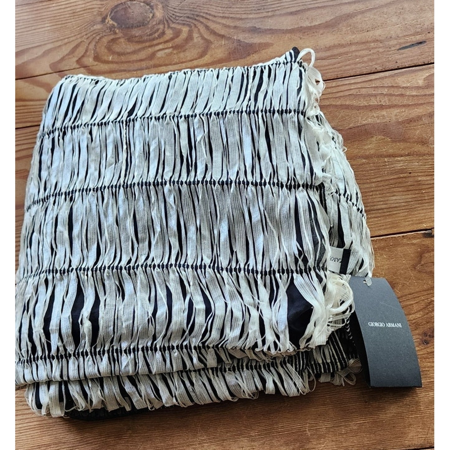 Vintage 2000s Armani Silk Wrap Oversized Striped Shawl Scarf NWT