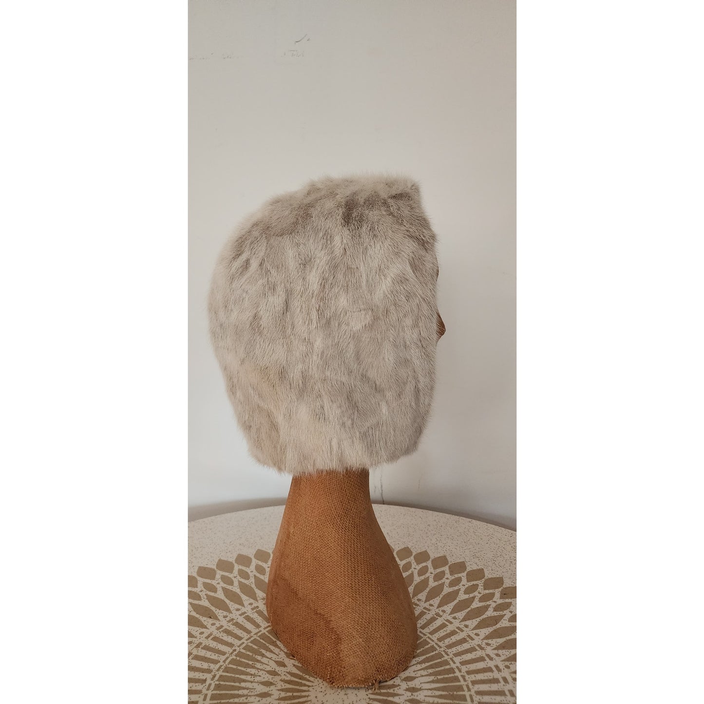 Vintage 1960s Gray Fur Hat Hood Silver Mink