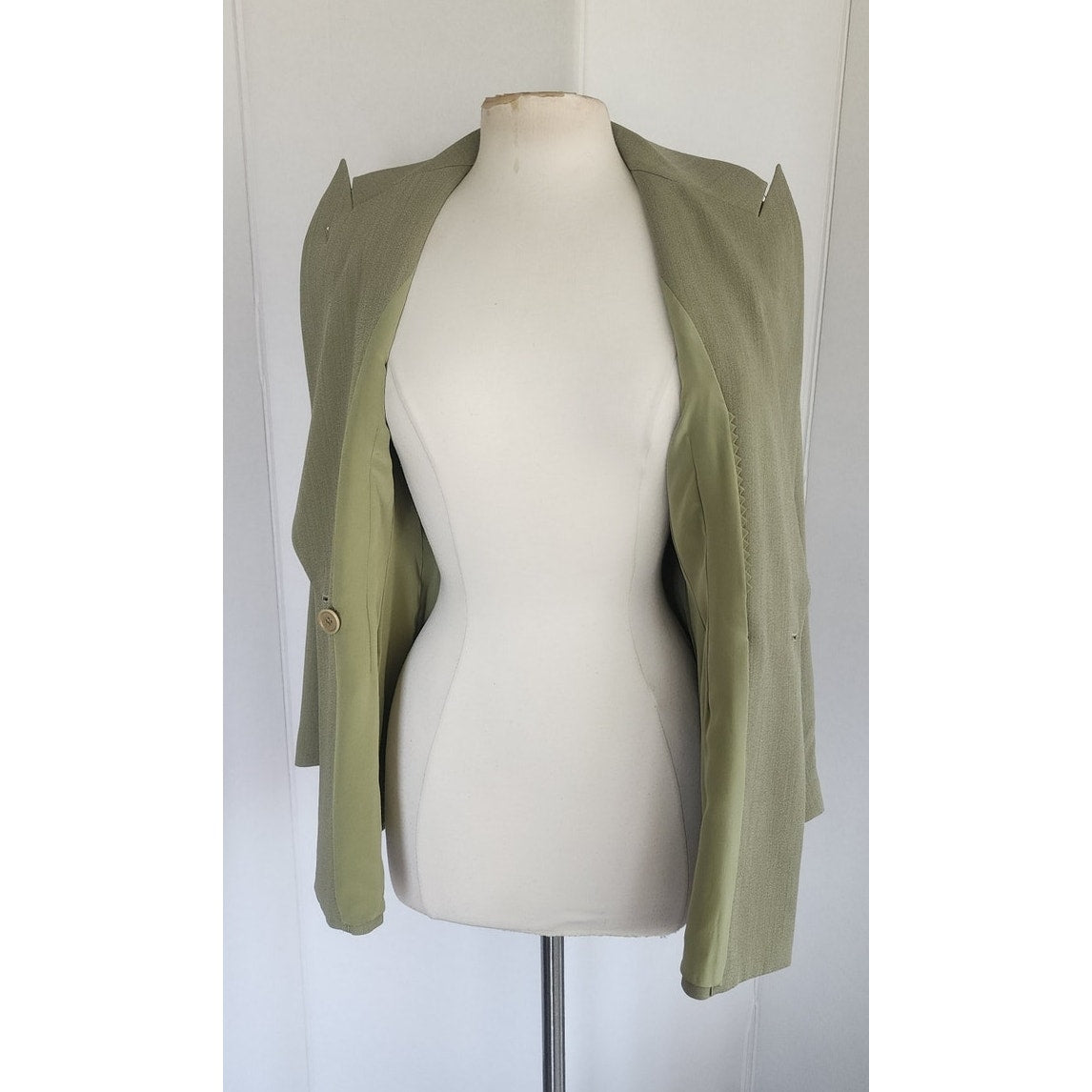 Vintage 90s Richard Tyler Pant Suit Green Wool Silk Blend / Small