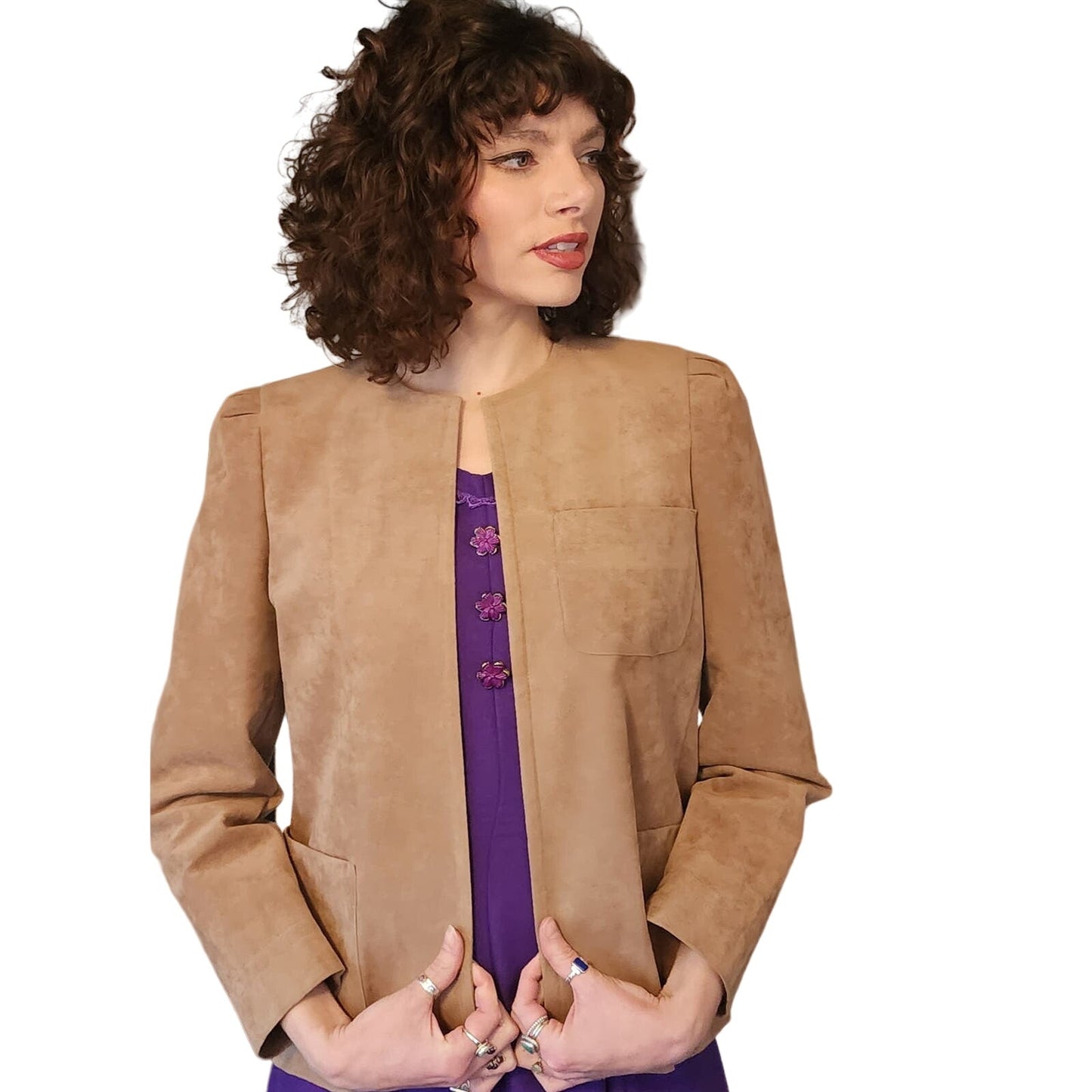 Vintage 70s Ultrasuede Beige Blazer Jacket