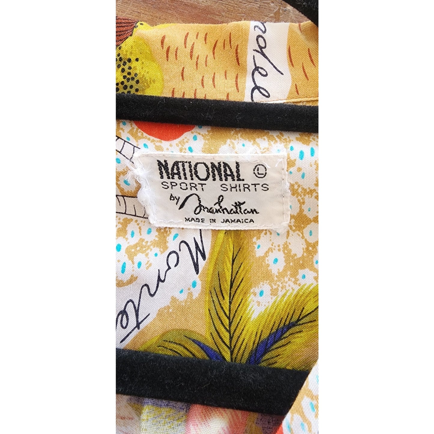 Vintage 60s Hawaiian Mens Shirt Tiki Print Jamaica