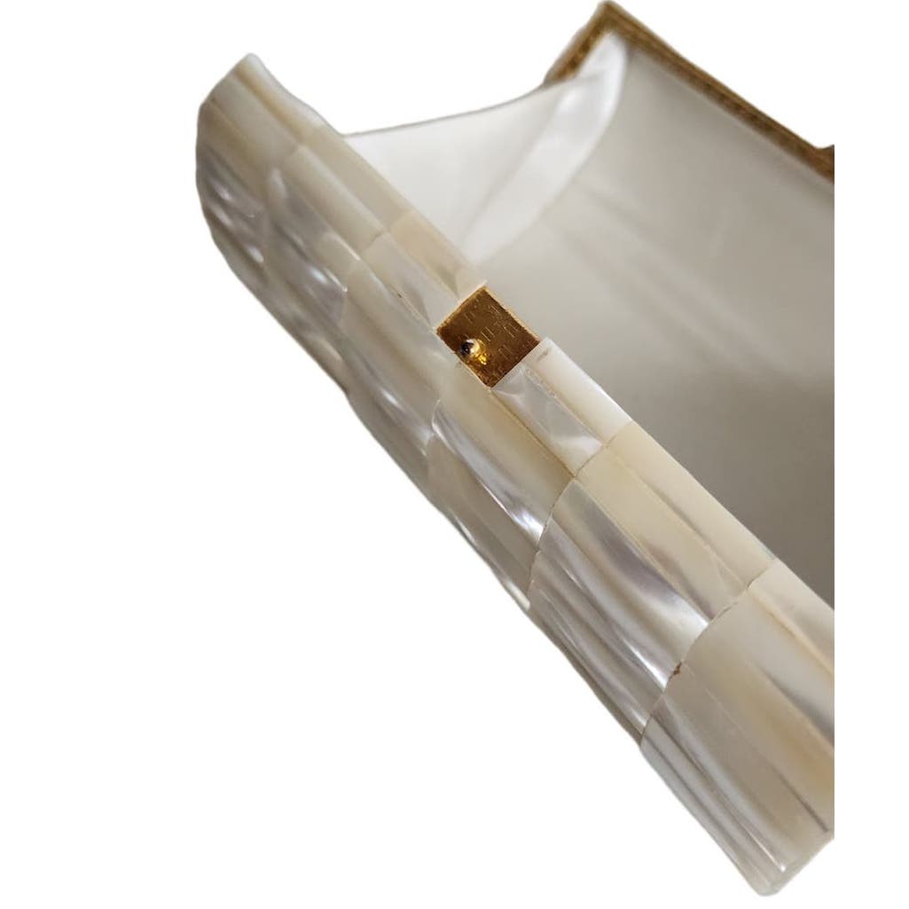 Vintage 50s Clutch Purse Mother of Pearl Cylindrical Evening Bag