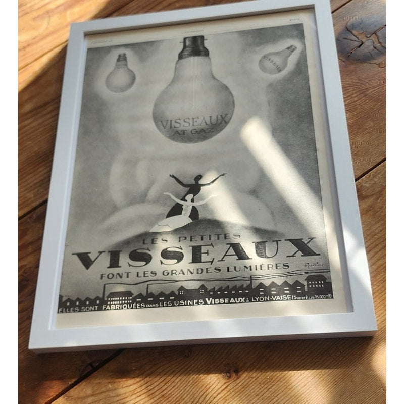 Vintage 20s Print Visseaux Light Bulbs Art Deco Dancers, Framed