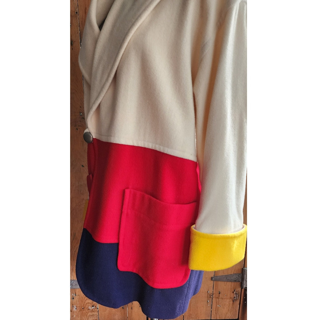 90s Blanket Coat Colorblock Wool Lizwear Claiborne Ski