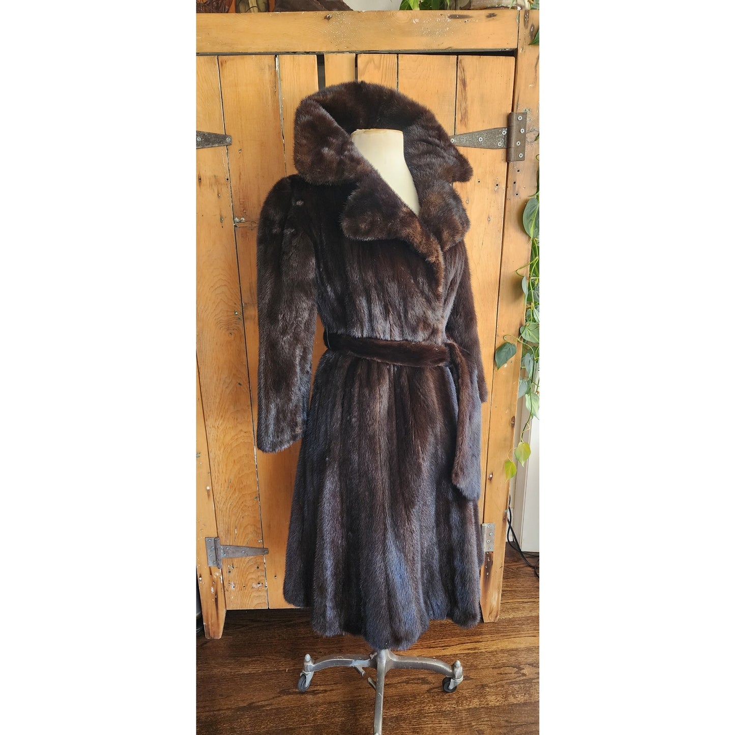 Vintage 70s Brown Mink Fur Coat Belted / Rosenthal Furs / S