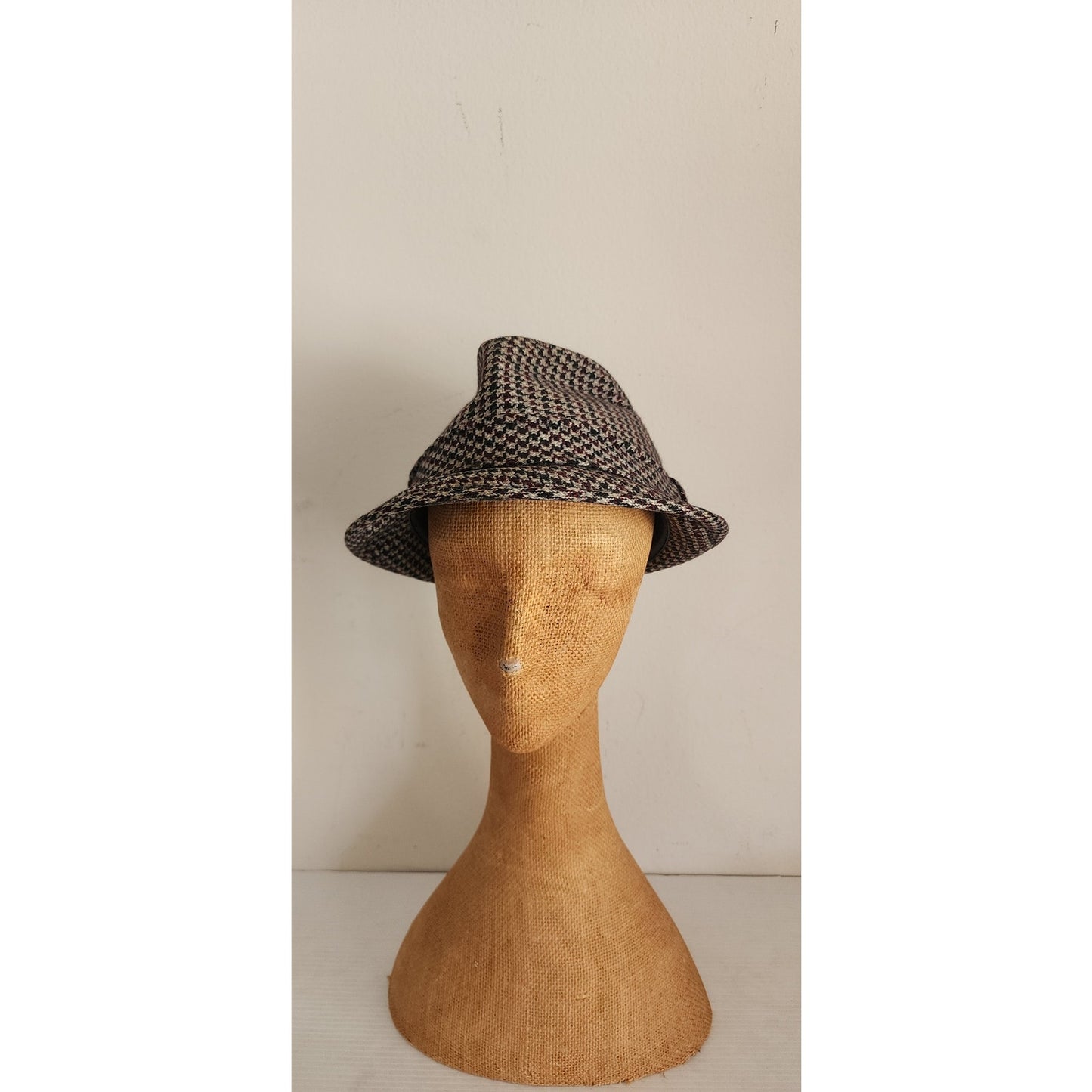 Vintage 60s Mens Fedora Gray Cashmere Houndstooth Dobbs Golden Coach