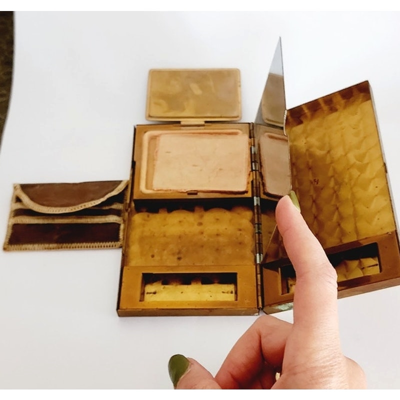 50s Mother of Pearl Compact Purse + Cigarette Case