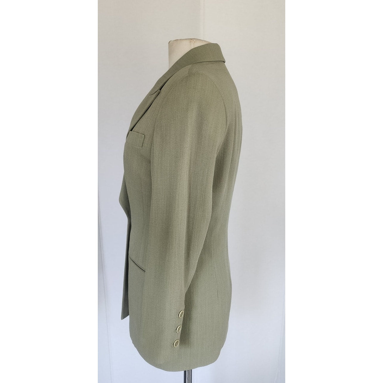 Vintage 90s Richard Tyler Pant Suit Green Wool Silk Blend / Small