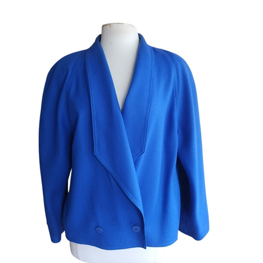 Vintage 1980s Blue Wool Blazer Louis Feraud