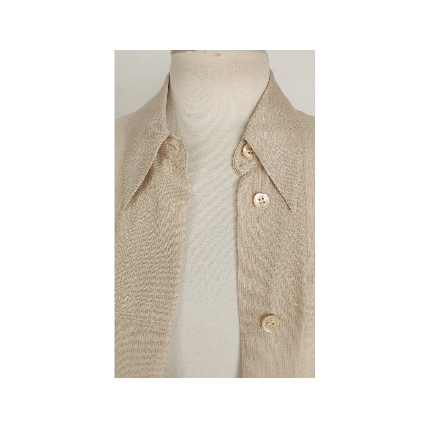 Vintage 90s Beige Silk Blouse Giorgio Armani Le Collezioni / M