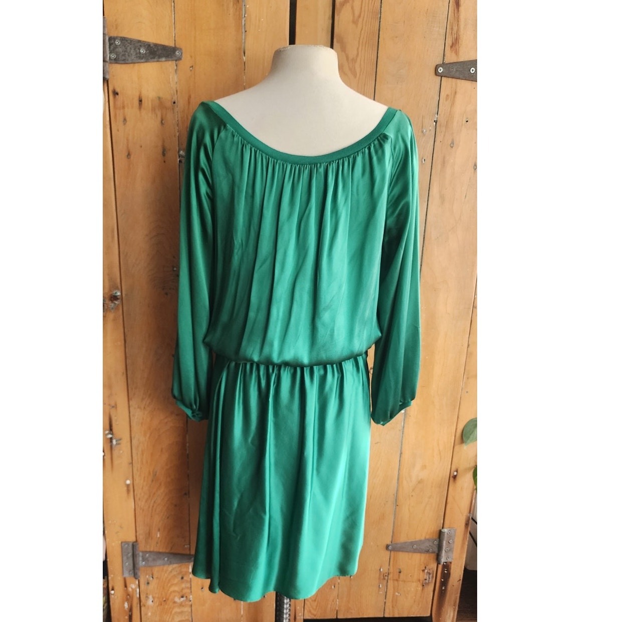 Vintage 2000s Yves Saint Laurent Green Silk Dress Asymmetrical Hem NWT Tom Ford Era