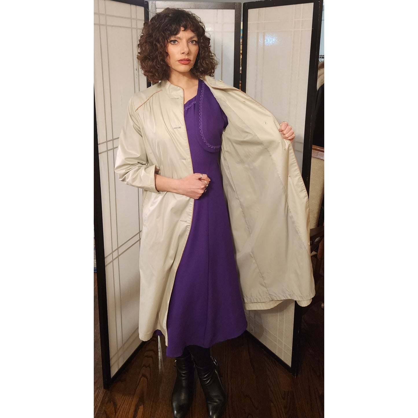 Vintage 70s Trench Coat Gray with Belt by Smug