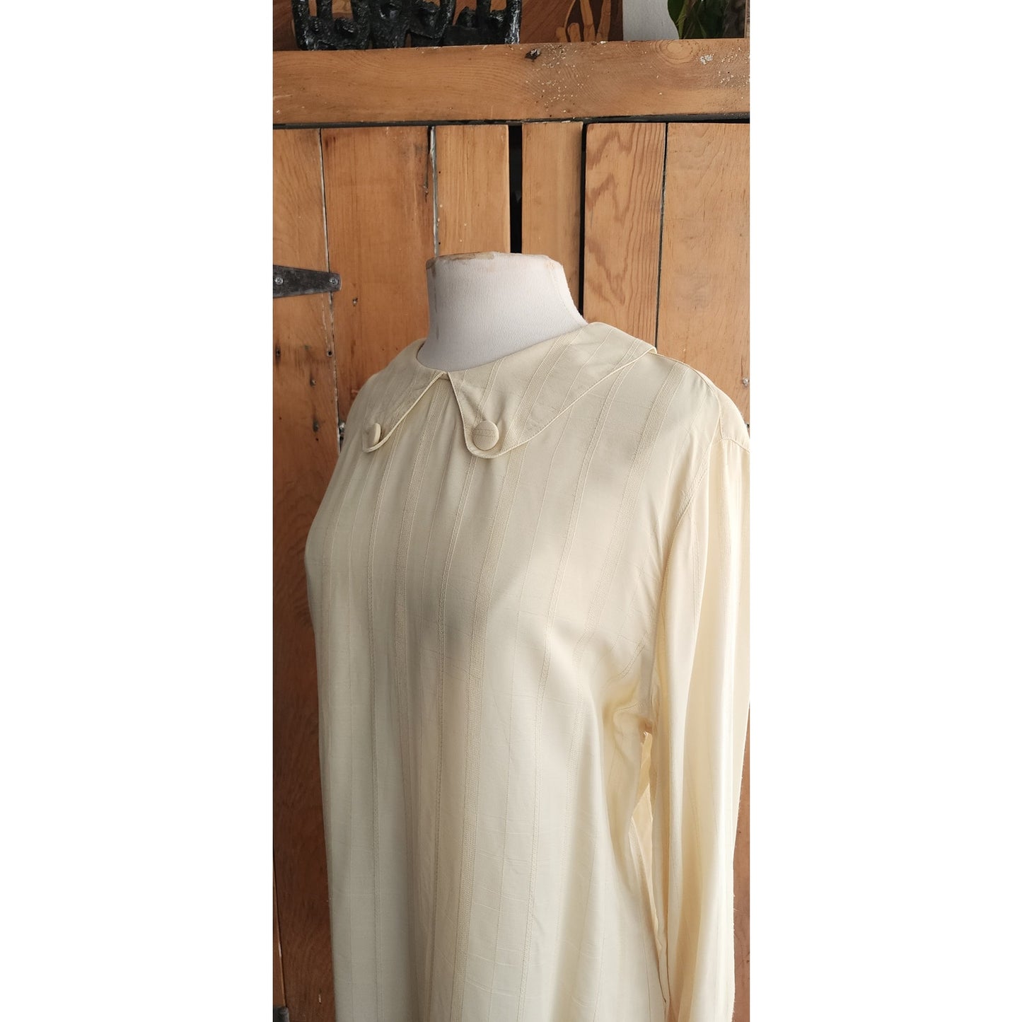 Vintage 80s Armani Blouse Cream Silk Tunic