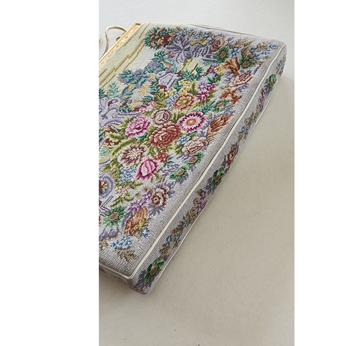Vintage 50s Tapestry Bag Colorful Weave Baroque Rococo Pastoral