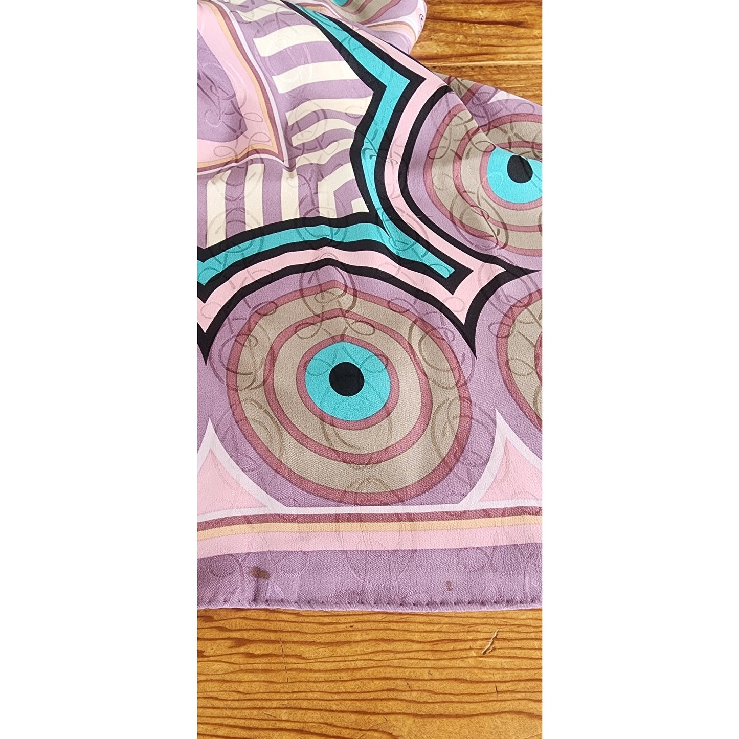 Vintage 80s Oscar de la Renta Scarf Silk Print Pink Purple Spiral