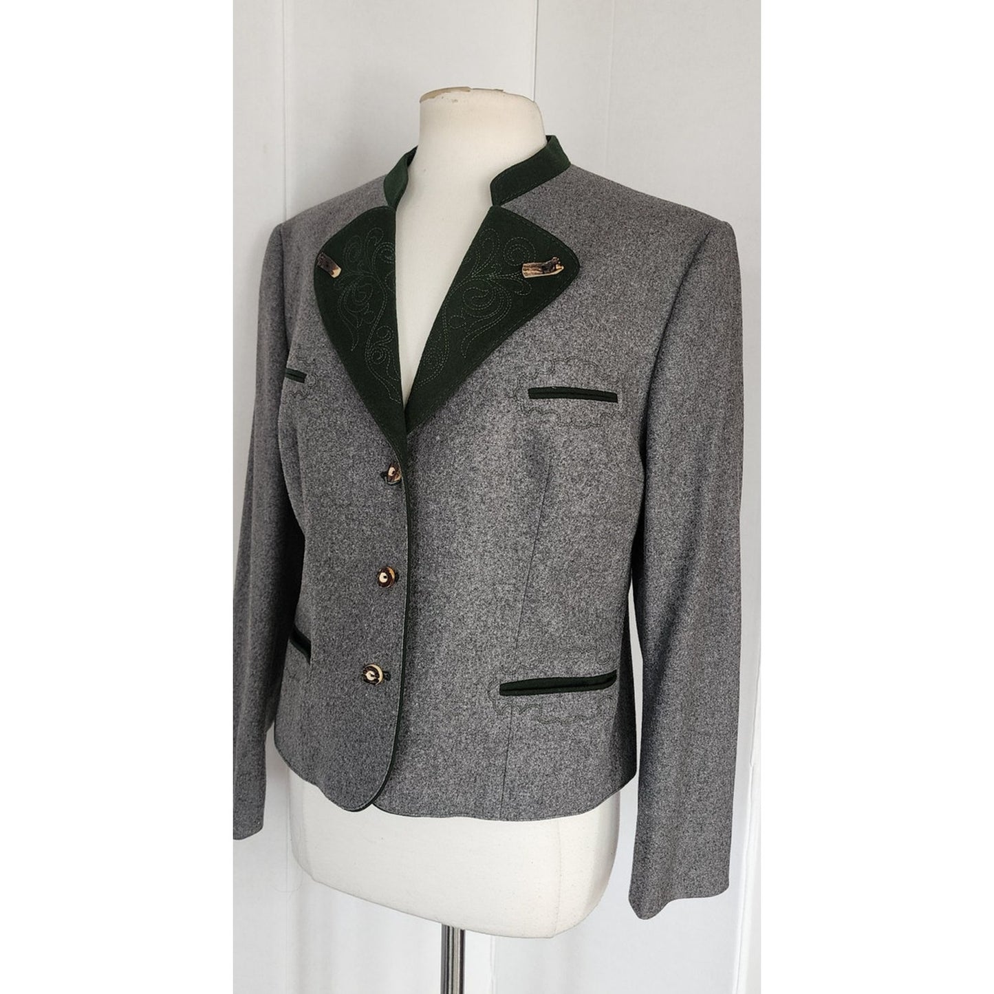 Vintage LODENFREY Riding Jacket Gray Boiled Wool Austria