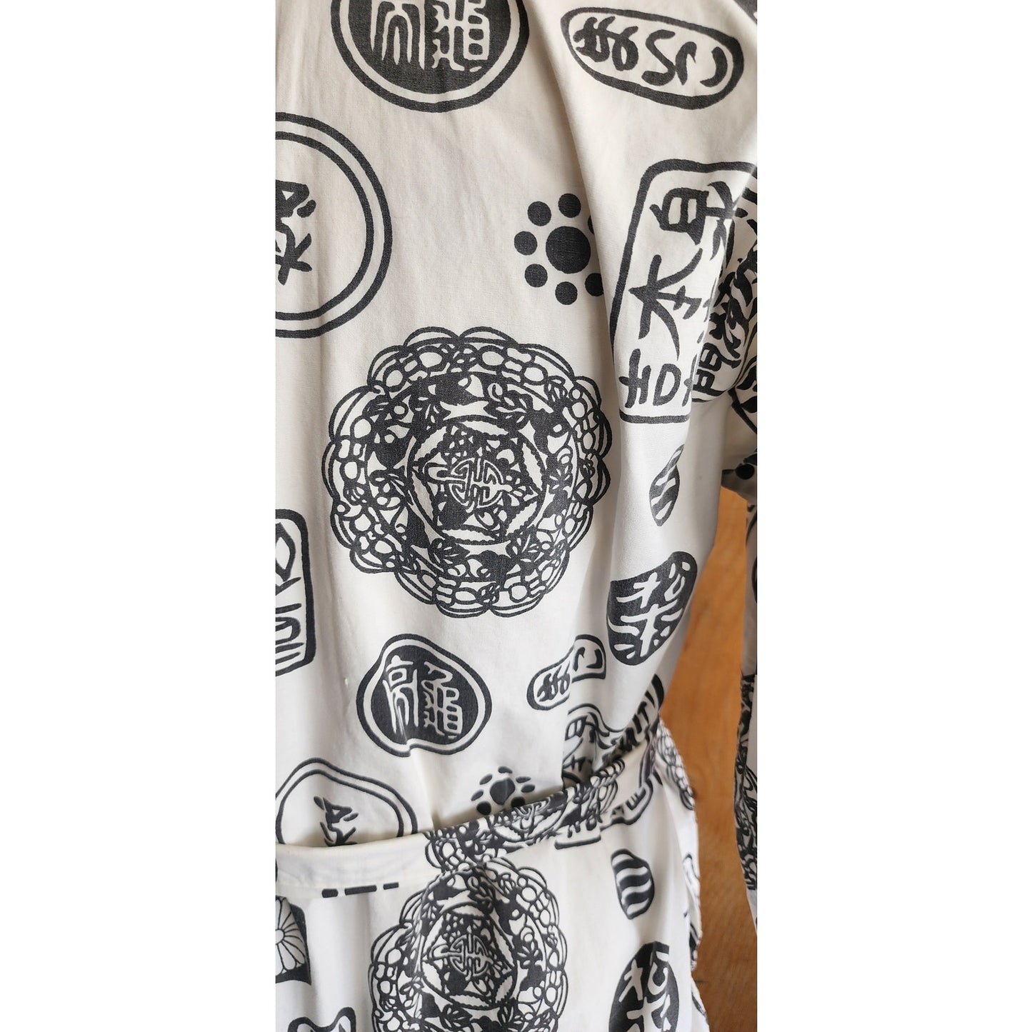 Vintage Haori or Hapi Jacket White Cotton Print Japanese