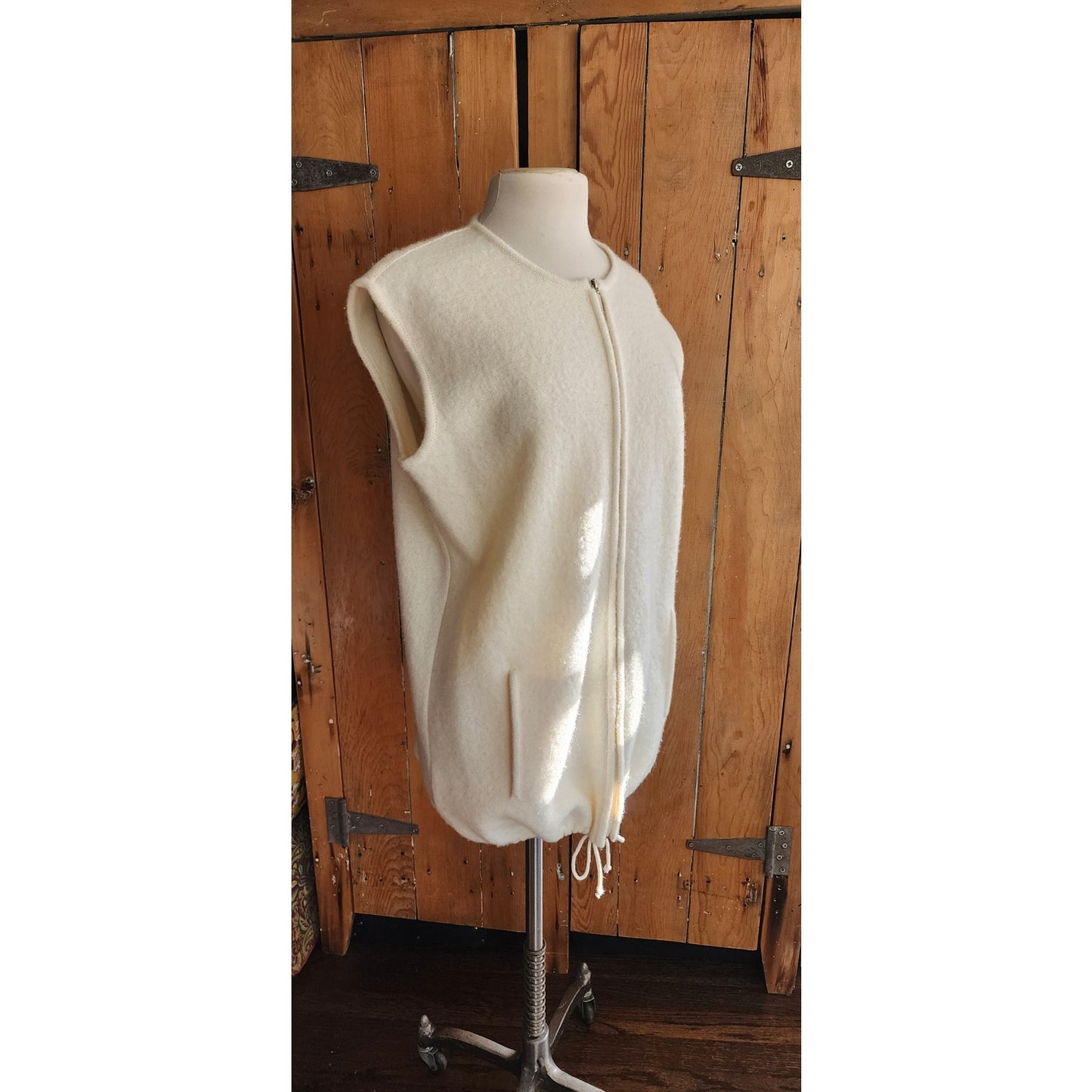 90s Rodier Cream Wool Vest Zip Closure