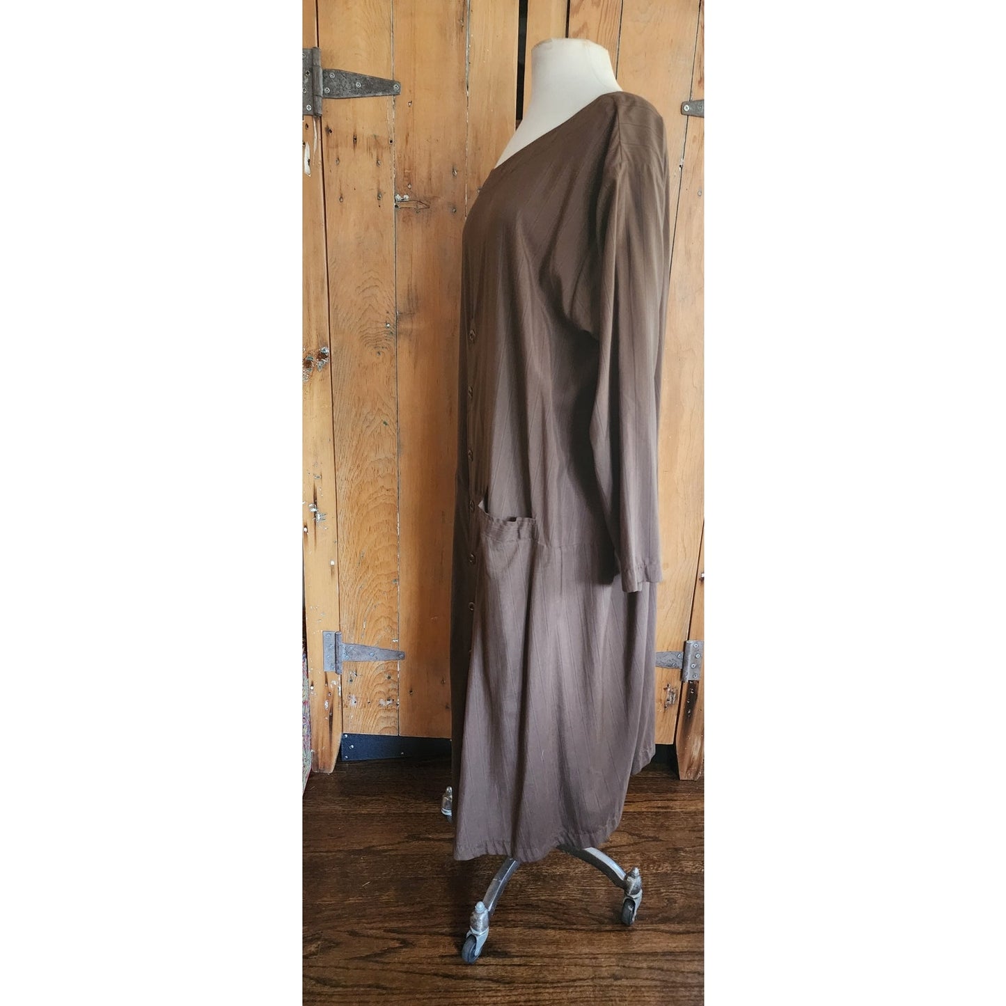 Vintage 2000s J Morgan Puett Dress in Brown Striped Silk