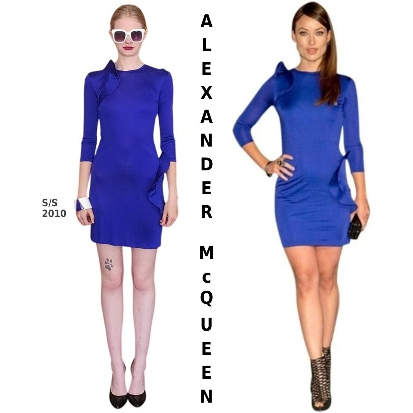 alexander mcqueen bodycon dress 2010 Electric Blue Sculpted Ruffles Mini Long Sleeve Tonal hardware COLOR:RUST material:Polyester Free Crochet Beach Dress