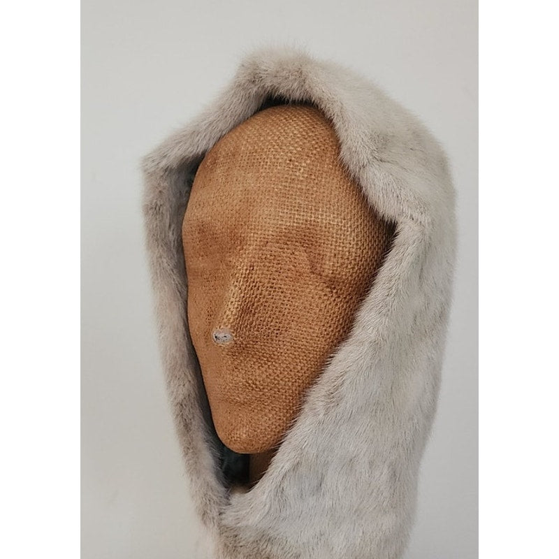 Vintage 1960s Gray Fur Hat Hood Silver Mink