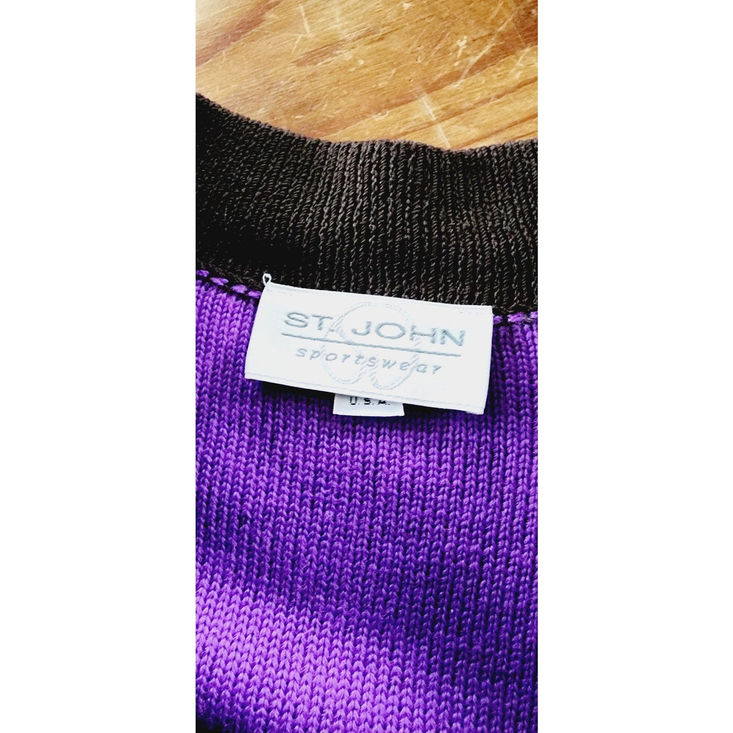 Vintage 80s St John Sweater Jacket Purple Knit