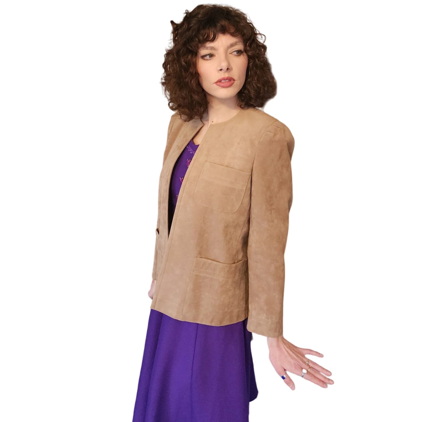 Vintage 70s Ultrasuede Beige Blazer Jacket