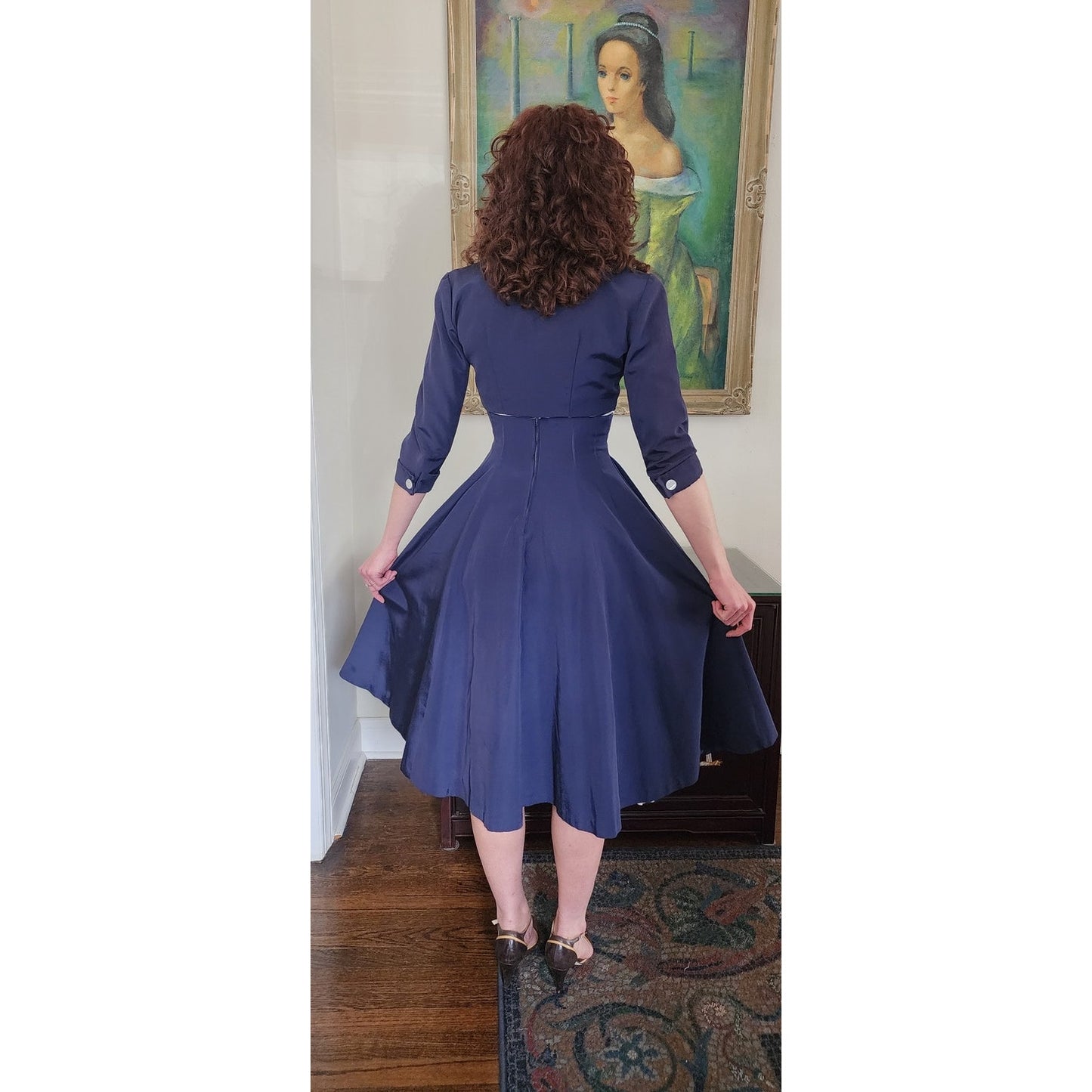 Vintage 50s Blue Dress Suit Nautical Stripe Cropped Jacket Jerell Jr