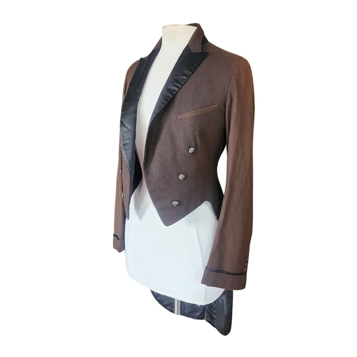 Vintage 1920s Mens Tuxedo Tailcoat Brown Wool Antique Formal Jacket Joseph Horne XS