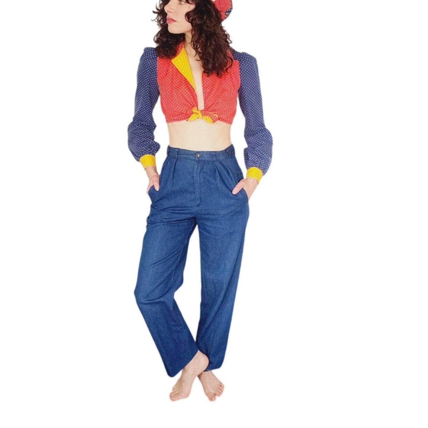 Vintage 80s Blue Jeans Ralph Lauren High Waist Pleated Front