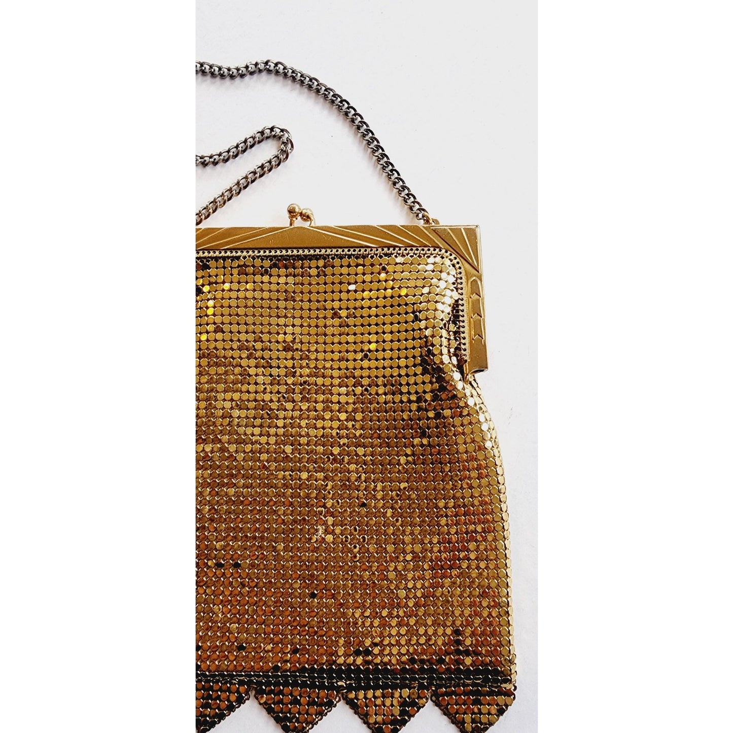 Vintage 1940s Gold Mesh Ha Bag Whiting & Davis Art Deco Frame Purse