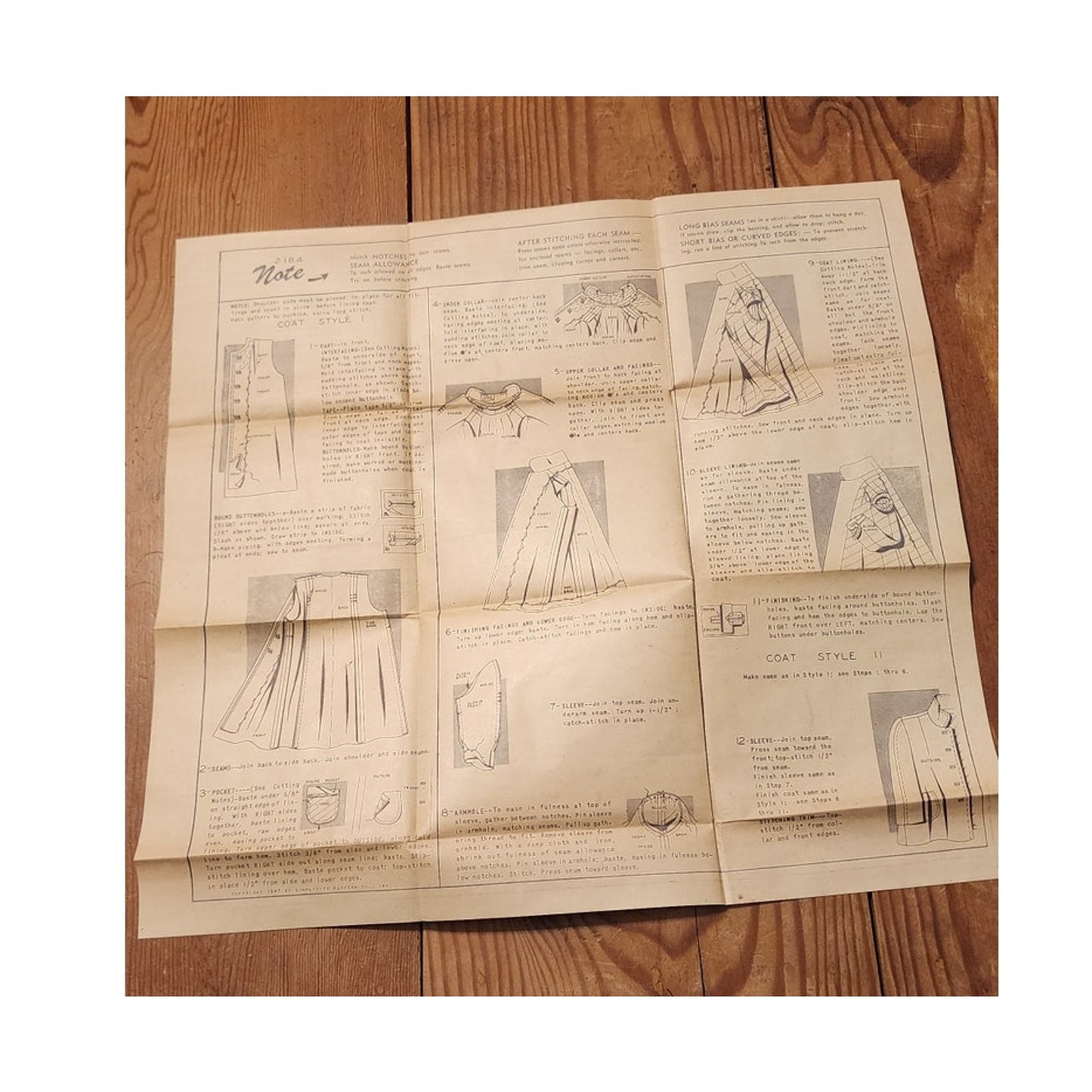 Vintage 1940s Sewing Pattern: Womens Swing Coat Simplicity 2184