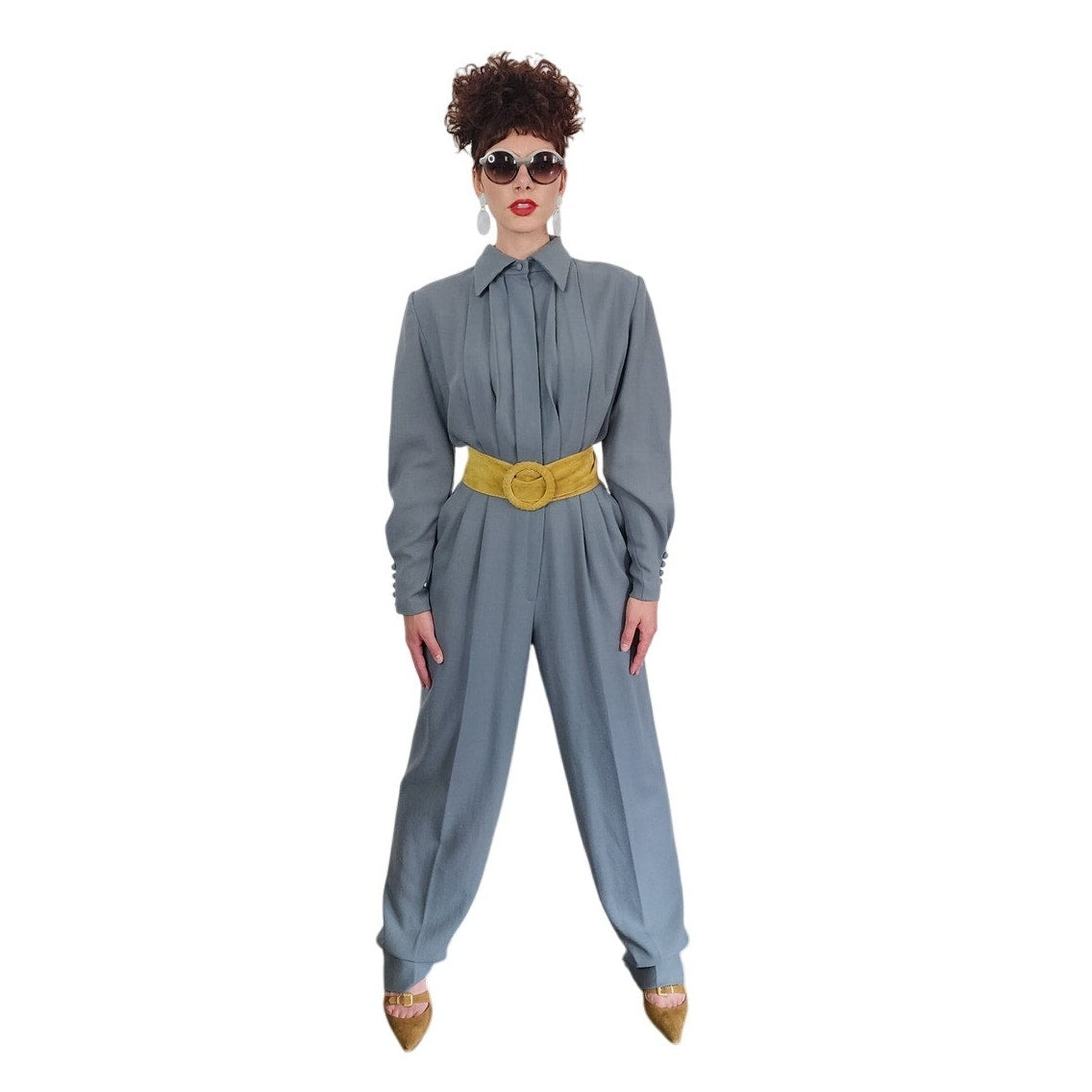 Vintage 1980s Bob Mackie Jumpsuit + Tapestry Jacket Set / M - L