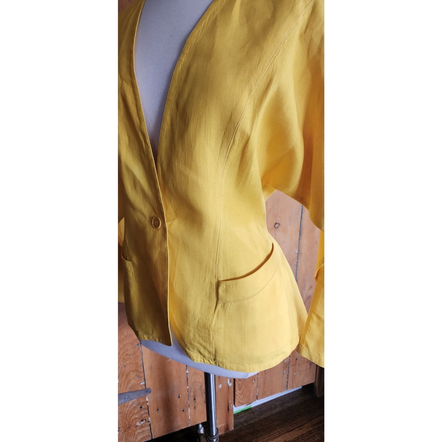Vintage 80s Versace Blazer Yellow Linen