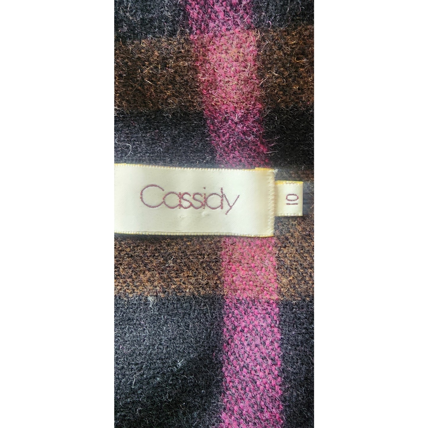 Vintage 90s Purple Wool Plaid Poncho Cloak Coat w/Scarf