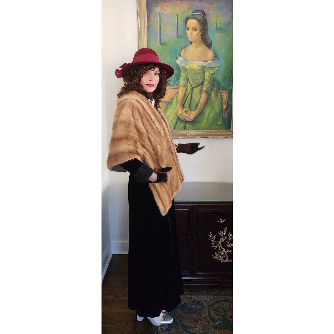 Vintage 50s Brown Mink Fur Wrap Stole Shrug