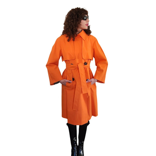Vintage Y2K ESCADA Orange Trench Coat Double Breasted / M