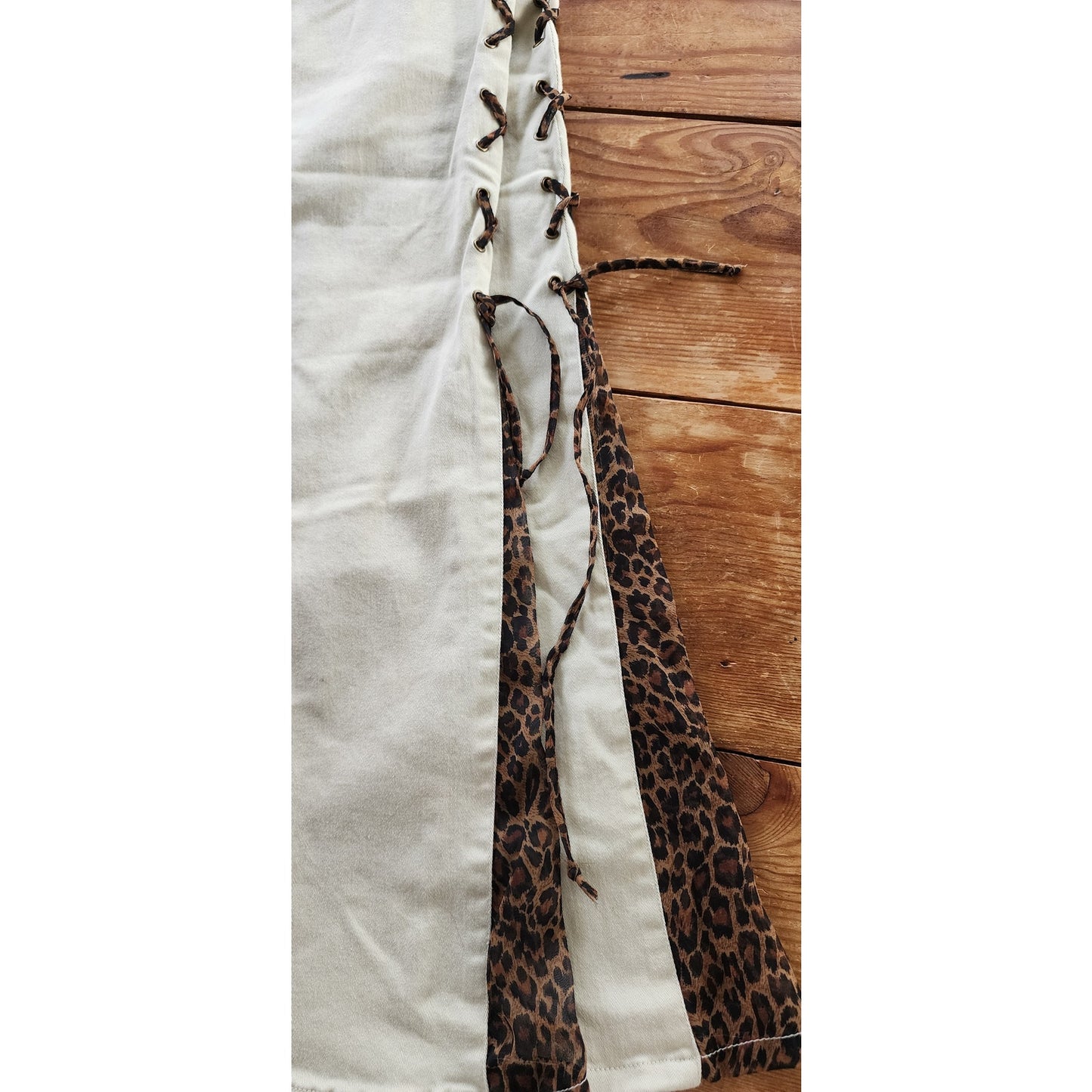 Vintage Y2K Mudd Pants Bellbottom Jeans Leopard Lace Animal Print Flares NOS (Copy)