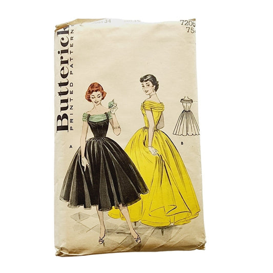Vintage 50s Sewing Pattern: Formal Dress Butterick 7206