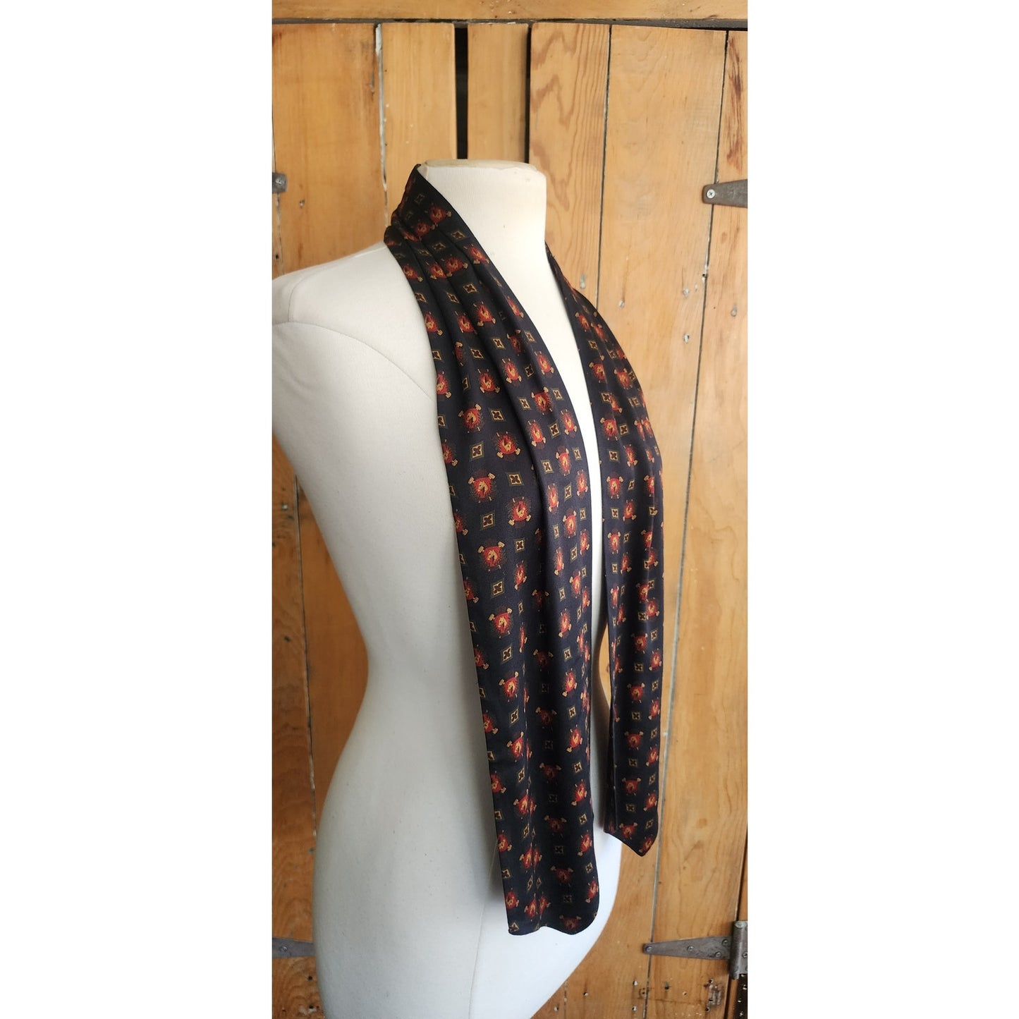 Vintage 90s DKNY Ascot Scarf Equestrian Horse Print