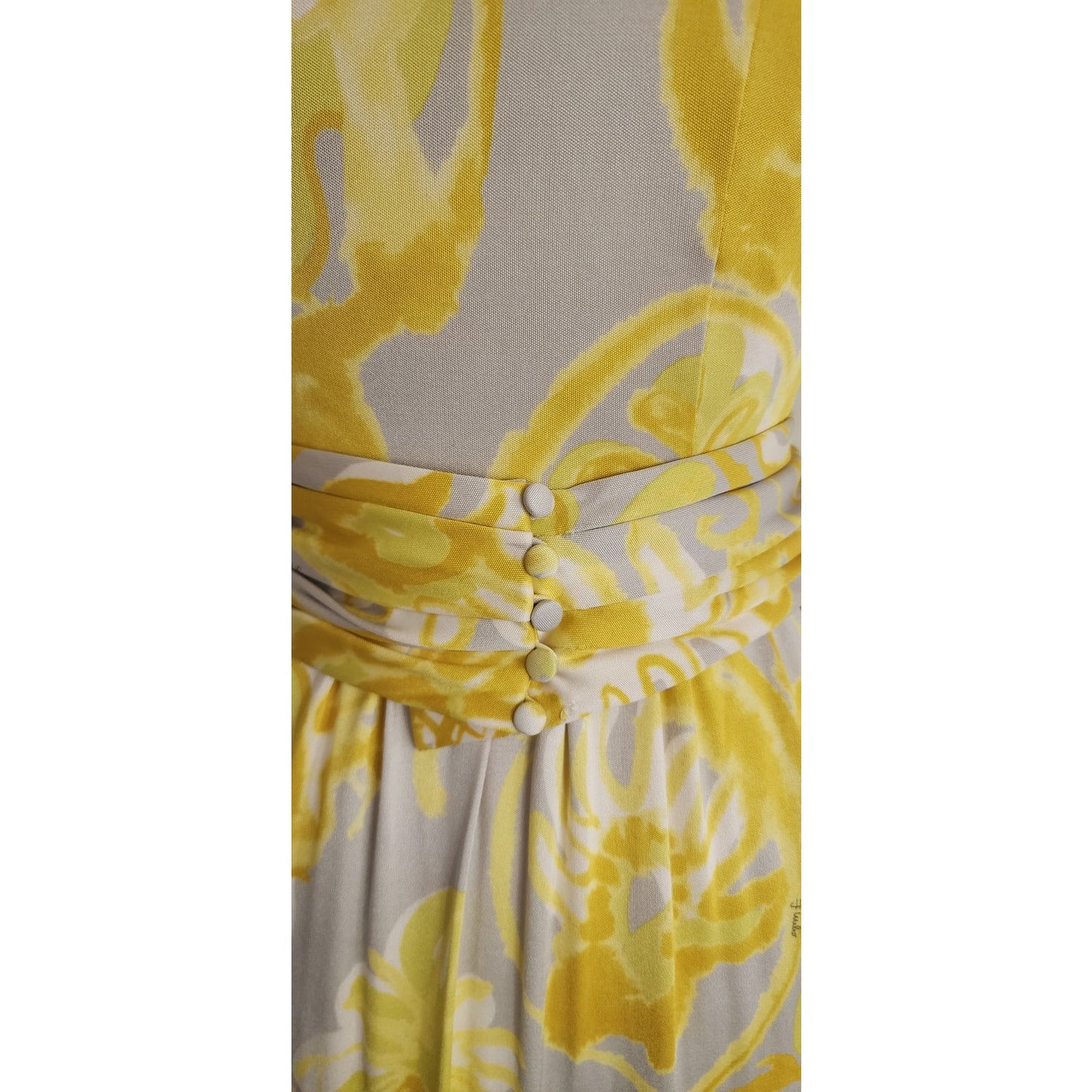 Emilio Pucci  Dress Short Sleeved Silkprint  Yellow Gray NWT