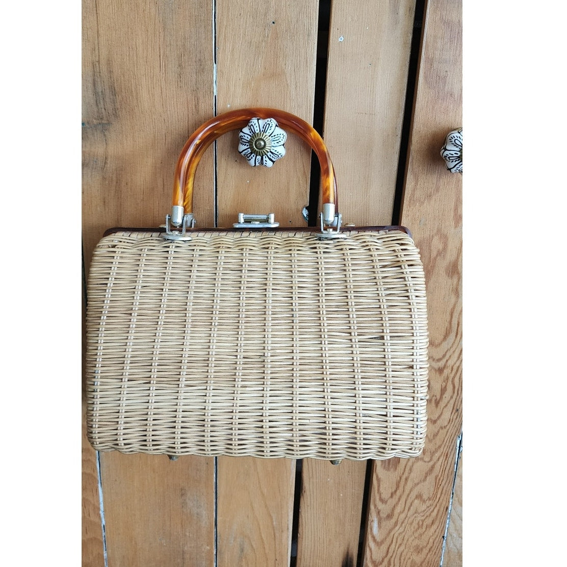 Vintage 60s Wicker Basket Purse Princess Charming Atlas