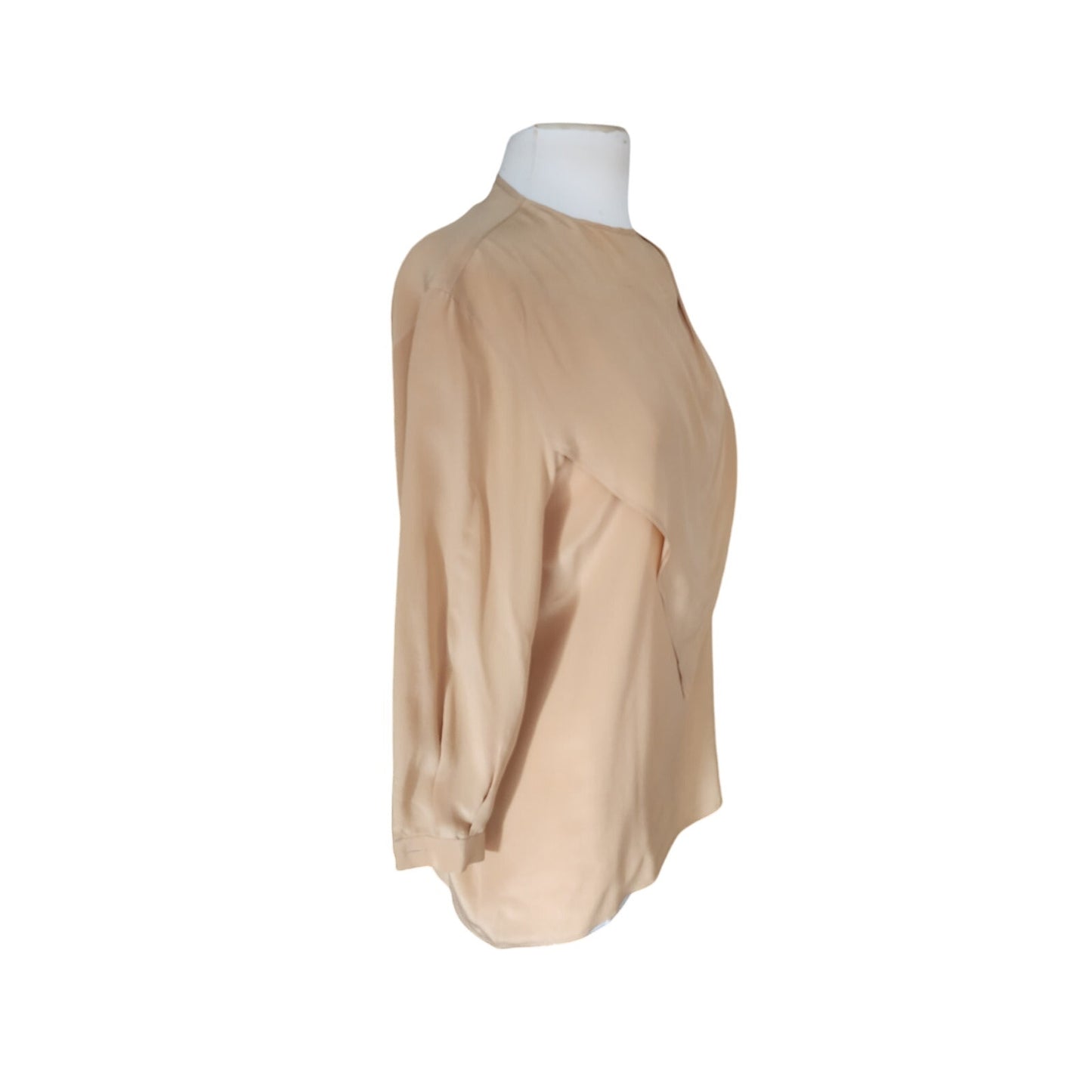 Vintage 90s Beige Silk Blouse w/Scarf Panel Armani Collezioni / S