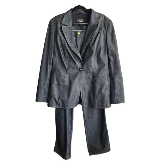 Vintage 2000s Escada Pant Suit Dark Wash Denim Neiman Marcus