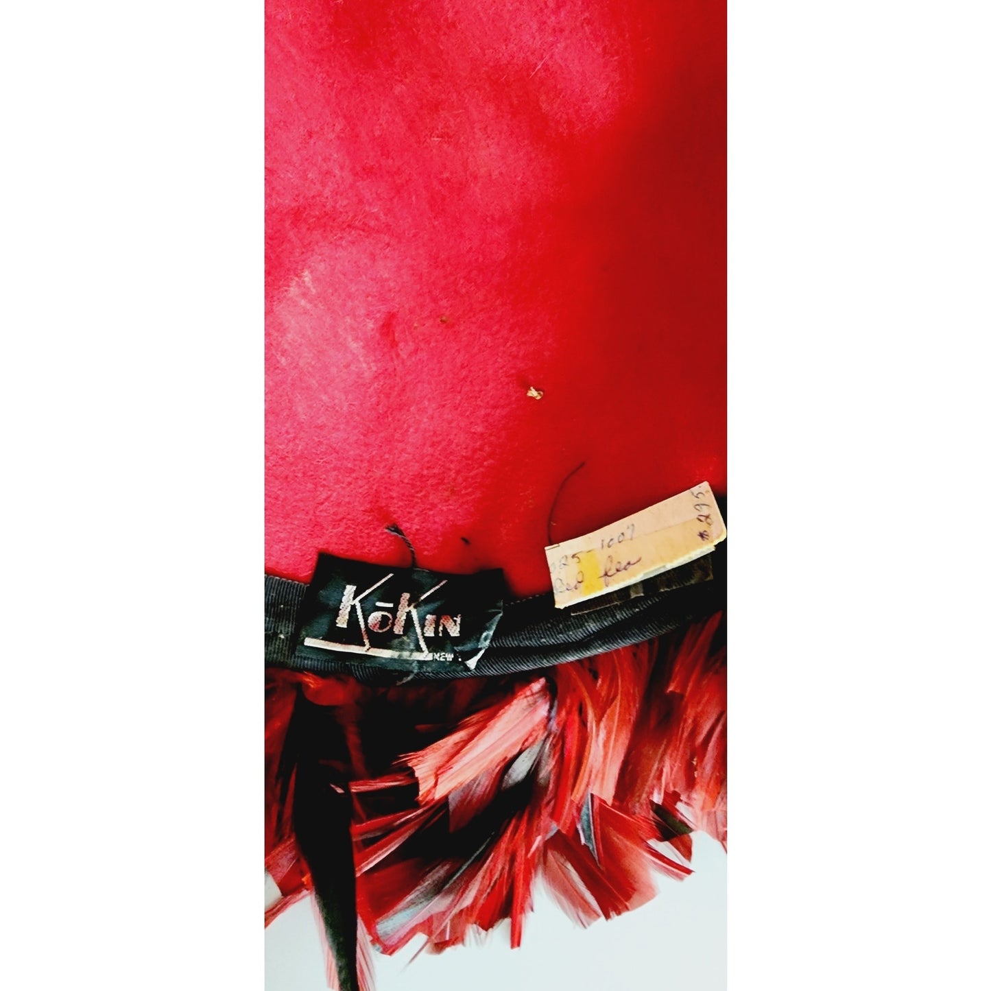 Vintage Red Feather Hat Oversized Avant Garde by Kokin