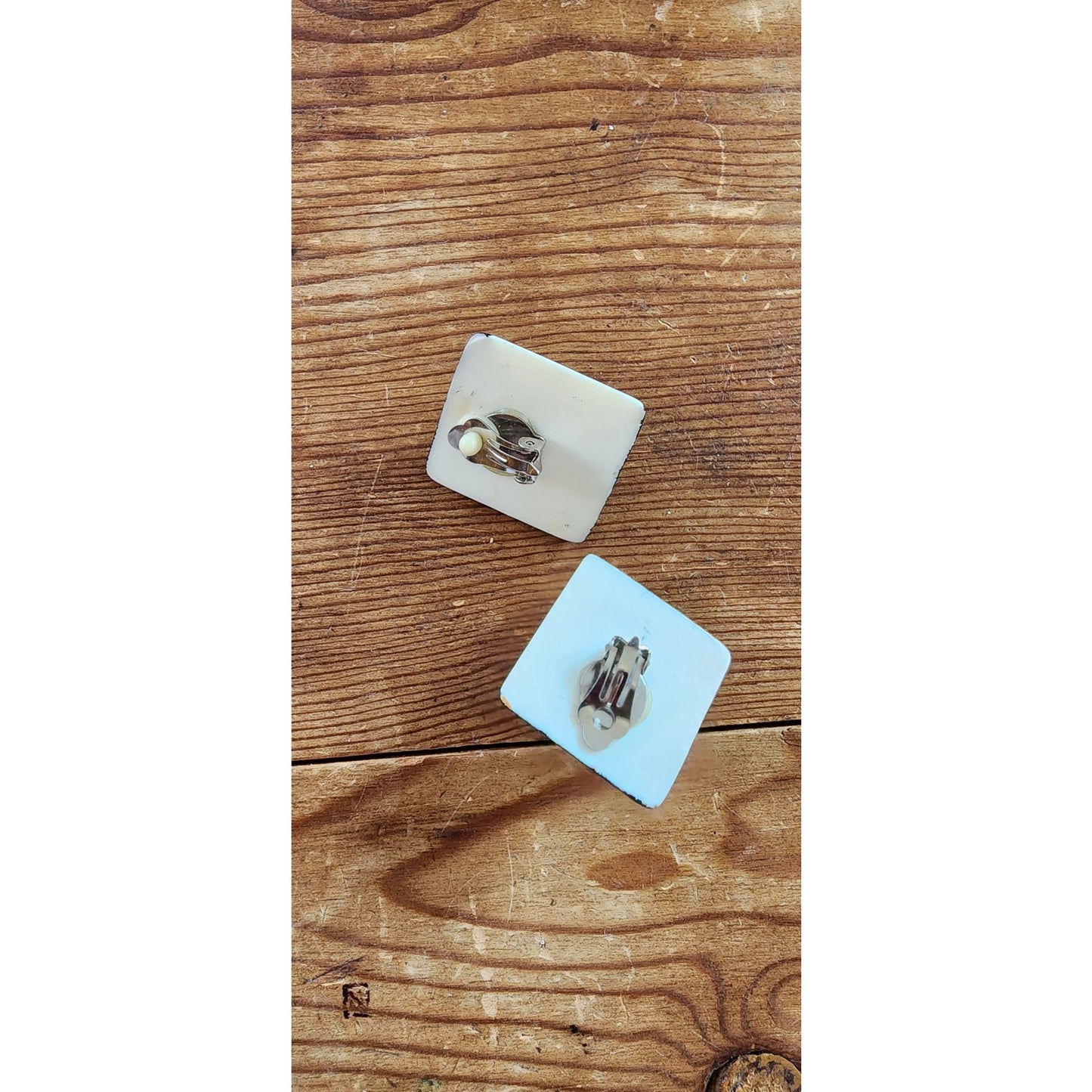 Vintage 80s Dice Earrings Clip Ons Chunky Clips Handpainted Wood