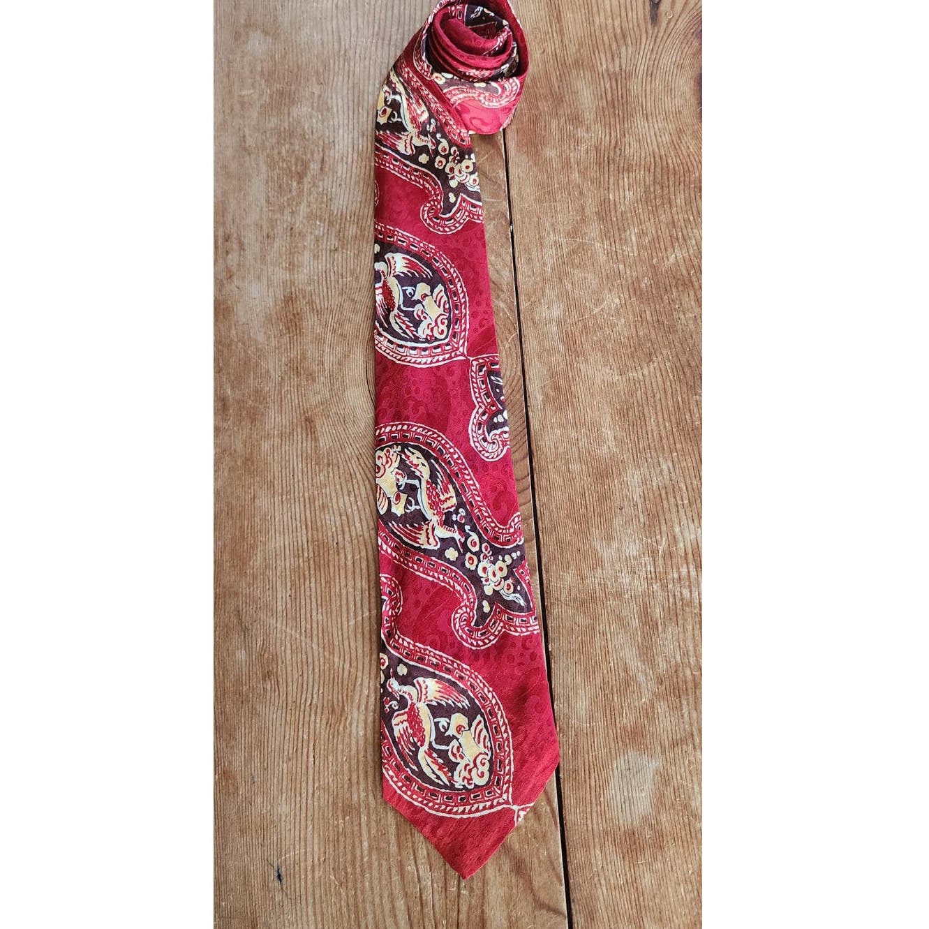 Vintage 40s Mens Tie Altman Cravats Pagoda Prints Batik
