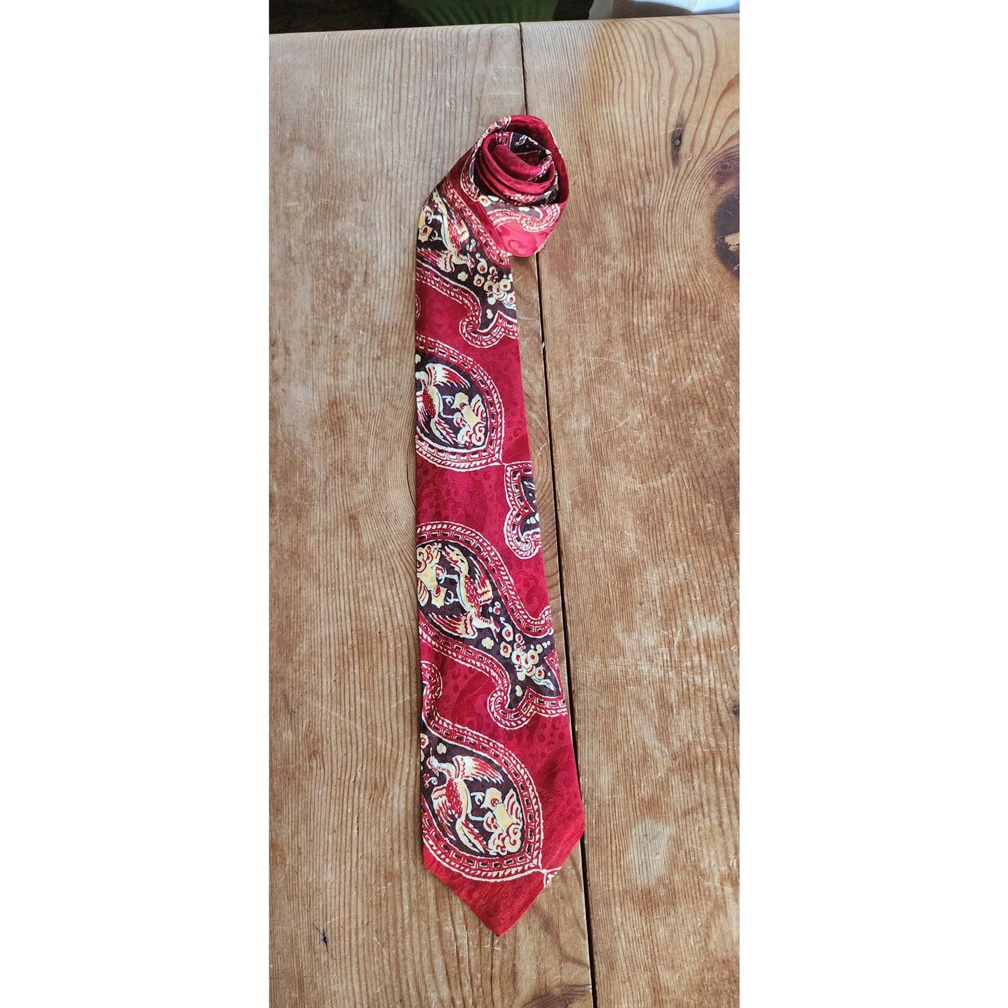 Vintage 40s Mens Tie Altman Cravats Pagoda Prints Batik